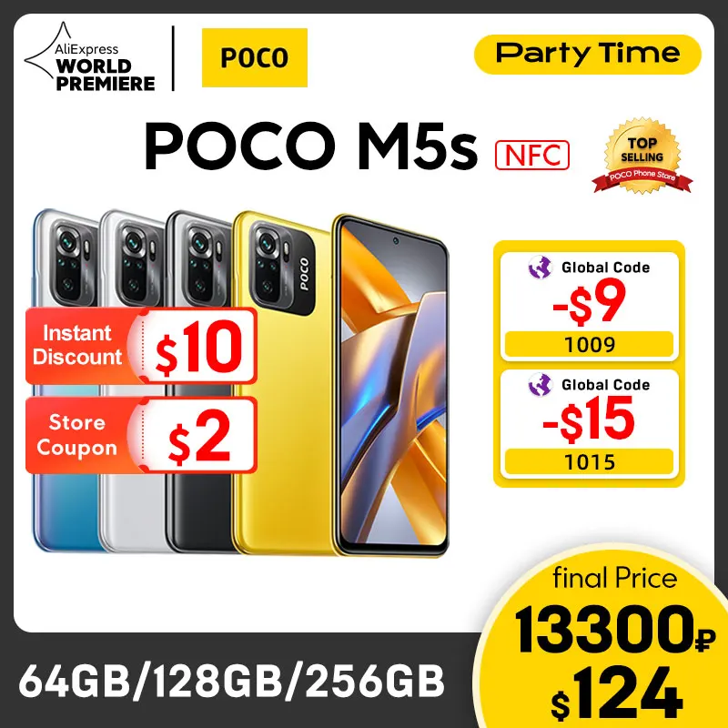  Global Version POCO M5s 64GB/128GB/256GB MTK G95 Octa Core 64MP Quad camera AMOLED display 5000mAh 33W NFC 
