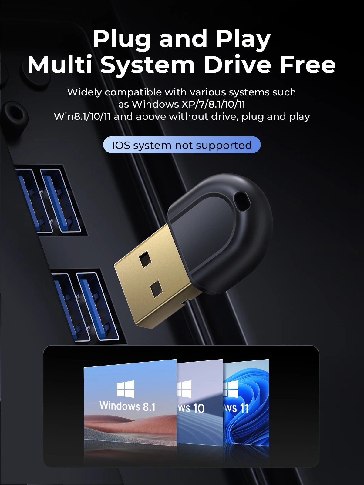 Orico-usb Adaptador Compatível Bluetooth Receptor de Áudio de Música Suporte ao Transmissor Windows Janelas 10 pc Laptop Speaker 5.3 - Imagem 5