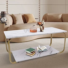 LGODDYS Rectangular Faux Marble Coffee Table