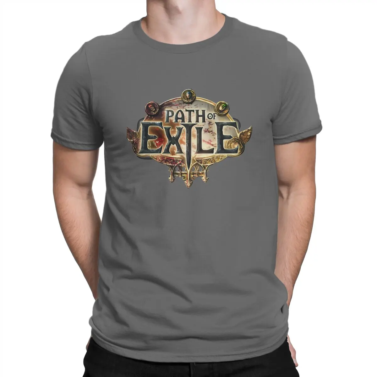 thumbnail image 1 of Camiseta de algodón con el logotipo de Path of Exile para hombre, manga corta, cuello redondo, regalo de cumpleaños, 1 of 7