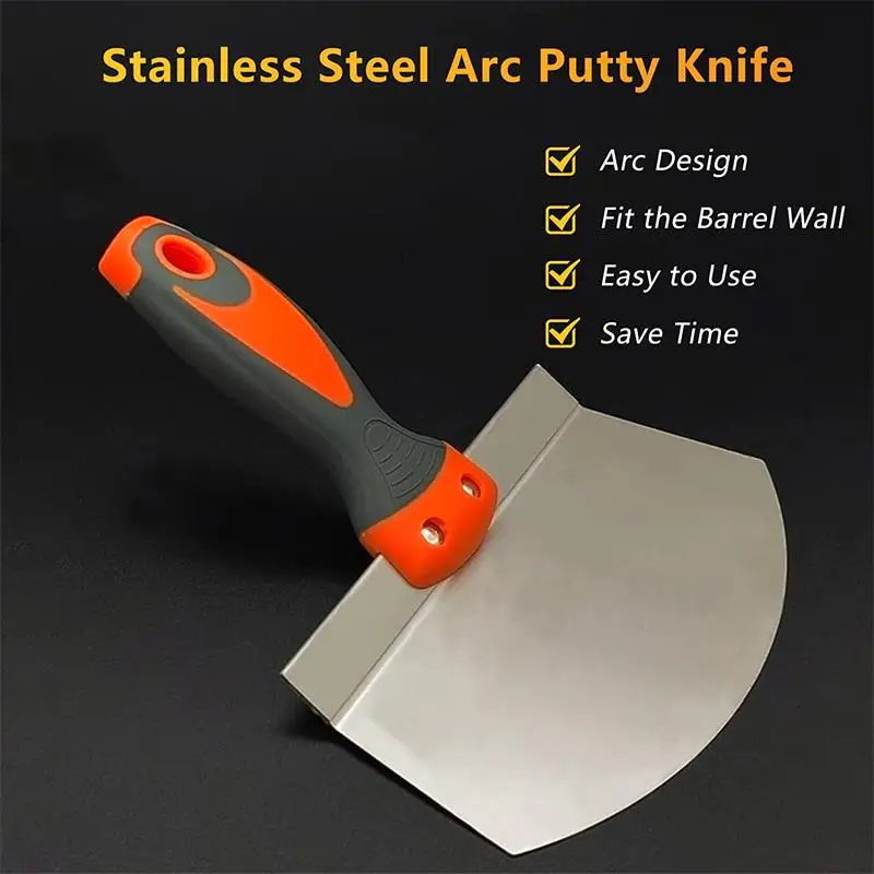 Stainless Steel Curved Scraper Paint Plaster Shovel Putty Knife Scraper Blade Paint Feeder Filling Spatula Scraping Putty Tools paint scraper tool putty knife set