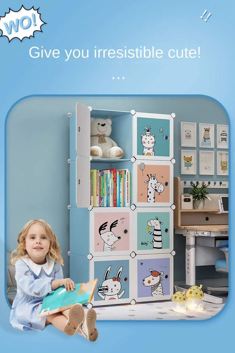 Household Living Room Foldable Assemble Multilayer Bookshelf Dustproof Cabinet Bedroom Storage Mounted Floor Shelves storage rack book display stand