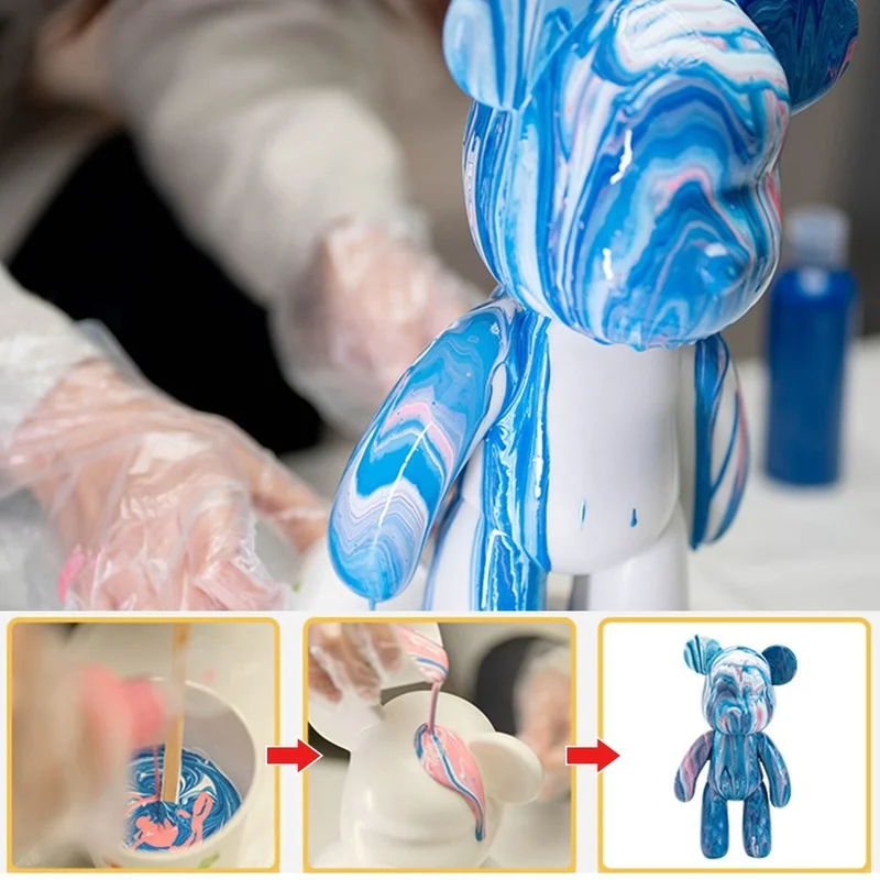 SOUFEEL DIY Fluid Bear Painting Kit, Teddy Bear Violent Bear Creative Home  Decoration Handmade Doll for Birthday Gift, DIY Kits for Adults, 9.05 inch