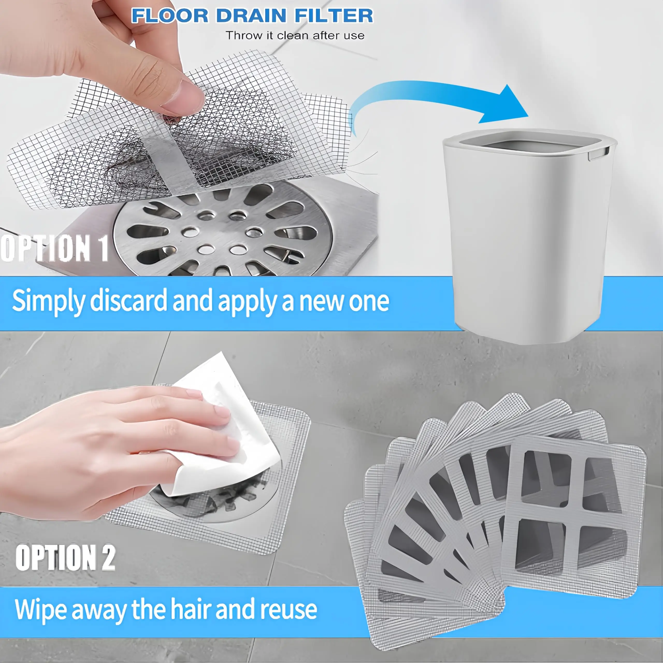 Rectangle/Square Shower Drain Hair Catcher Self-Adhesive Floor Drain Stickers Disposable Mesh Sink Strainer Filter for Bathroom sink filter sink strainer floor drain sticker shower drain catcher floor drain filter hair drain catcher hair drain filter floor drain hair catcher drain hair catcher floor drain hair filter