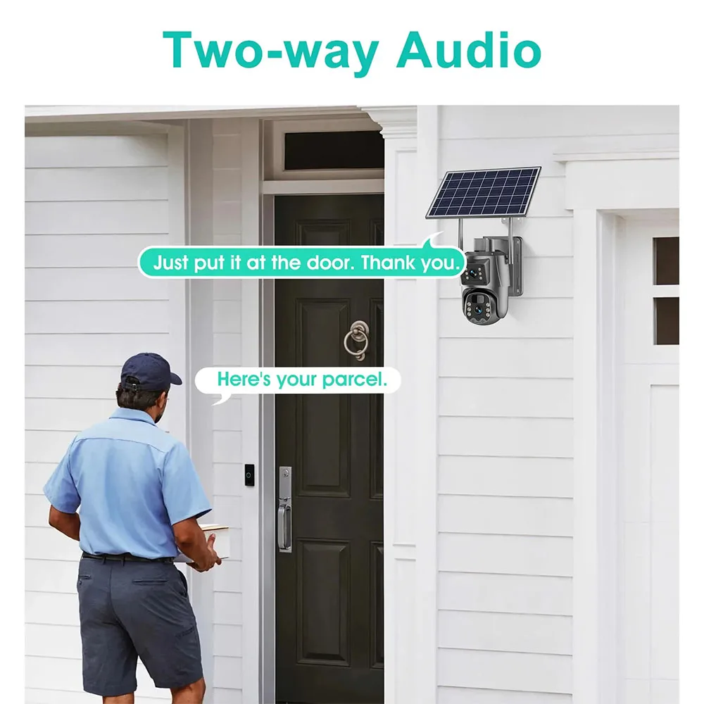 4K 8MP WiFi Solar Camera Outdoor Wireless CCTV Surveillance Camera with Solar Panel Dual Lens IP PTZ Cam Security Protection 4
