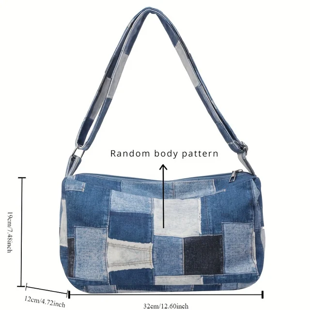 Women's Casual Denim Shoulder Bag All-in-one Canvas Pillow Bag Checkerboard Style Crossbody Bag Campus Go Shopping Daily Commute 4