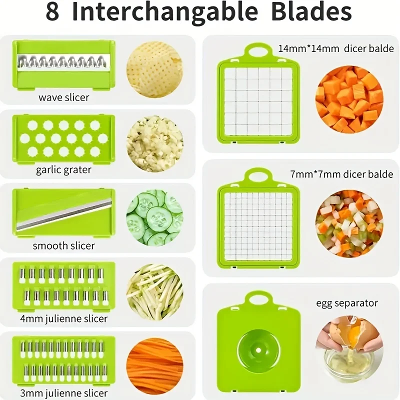 16pcs Multi-functional Vegetable Slicer Set, Kitchen Shredder/grater For  Potatoes, Fruits And Vegetables, Manual Cutting Machine With Replaceable  Blades