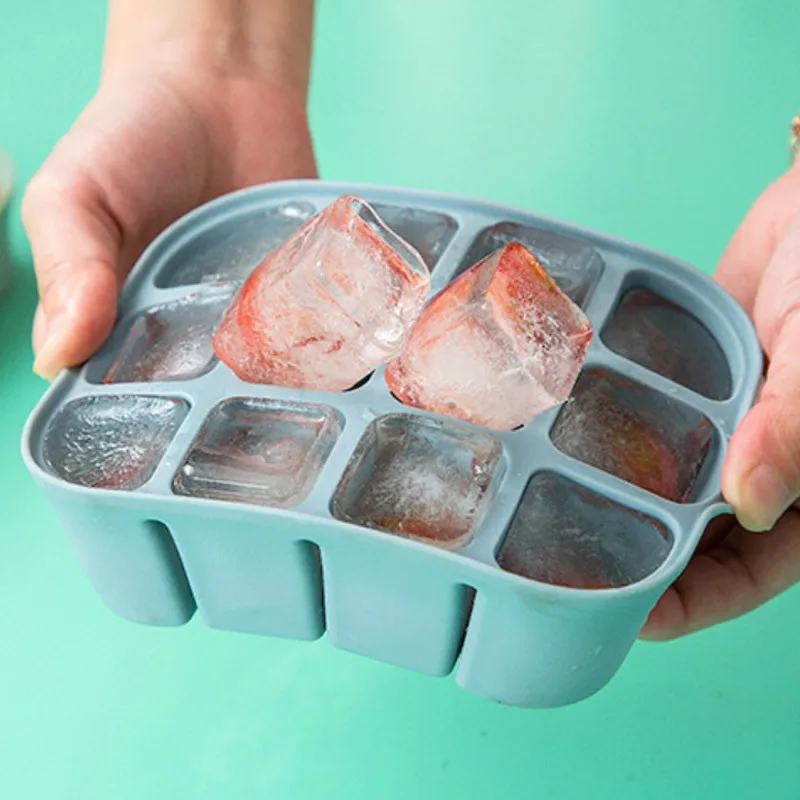 12 Grid Ice Cube Mold Freezer Ice Ball Maker Mold With Lid Easy Release Silicone Ice Cube Forms Bar Kitchen Accessories