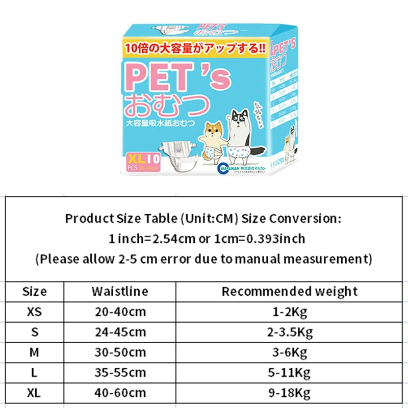 Dog Diapers 10pc Disposable Female Dog Diapers Leakproof Nappies Puppy Super Absorption Physiological Pants Panpers De Perros