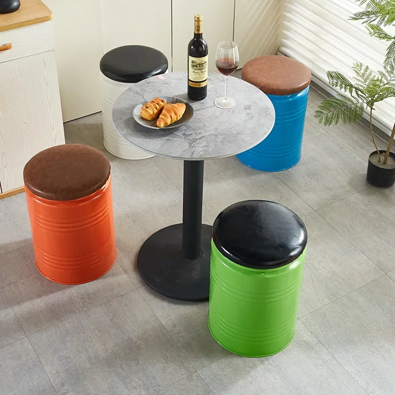 GY51: Iron Barrel Stool, Creative Storage Seat for Bar, BBQ and Fast
