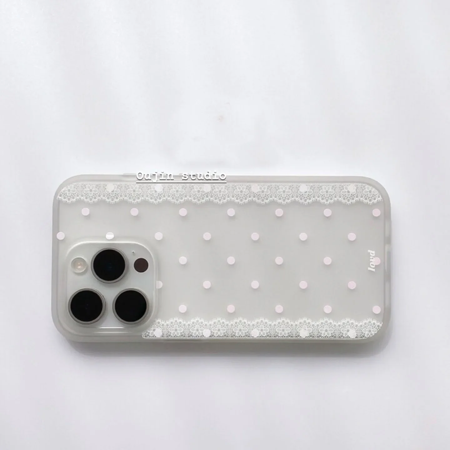 Korean Pink Polka Dots White Lace Edged Cute Phone Case - Y2K Style Cover