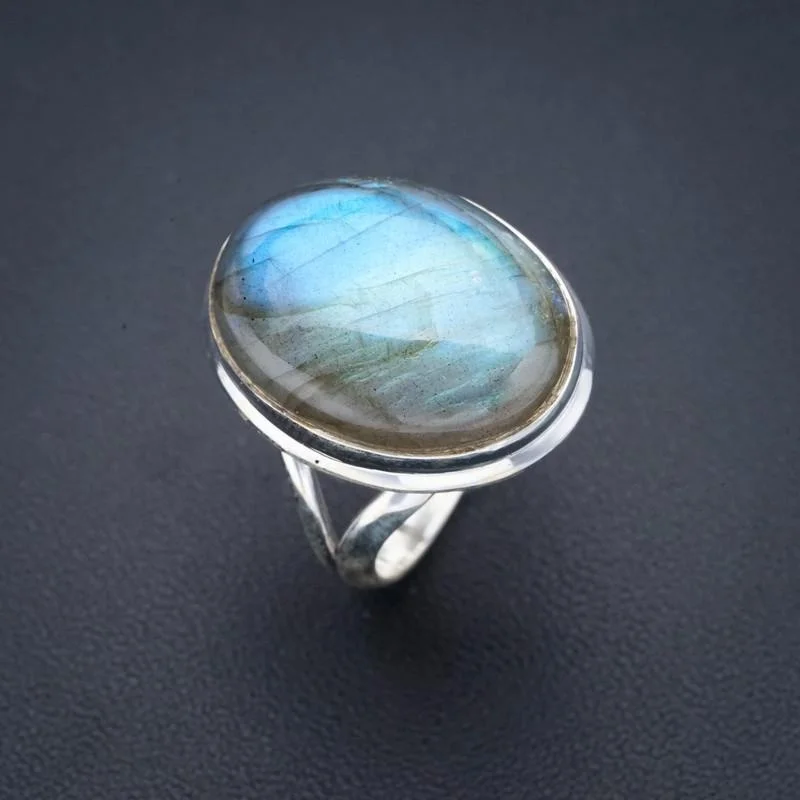 

StarGems Natural Labradorite Handmade 925 Sterling Silver Ring 7.5 F0117