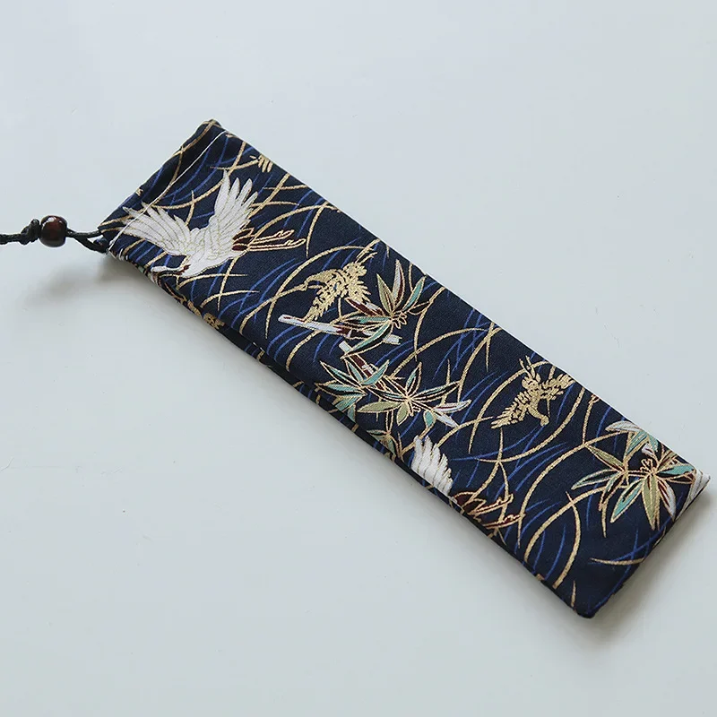 Portable Cutlery Bag Cloth Linen Tableware Bamboo Chopsticks Knife Forks Spoon Container Japan Style Dinnerware Bag For Travel
