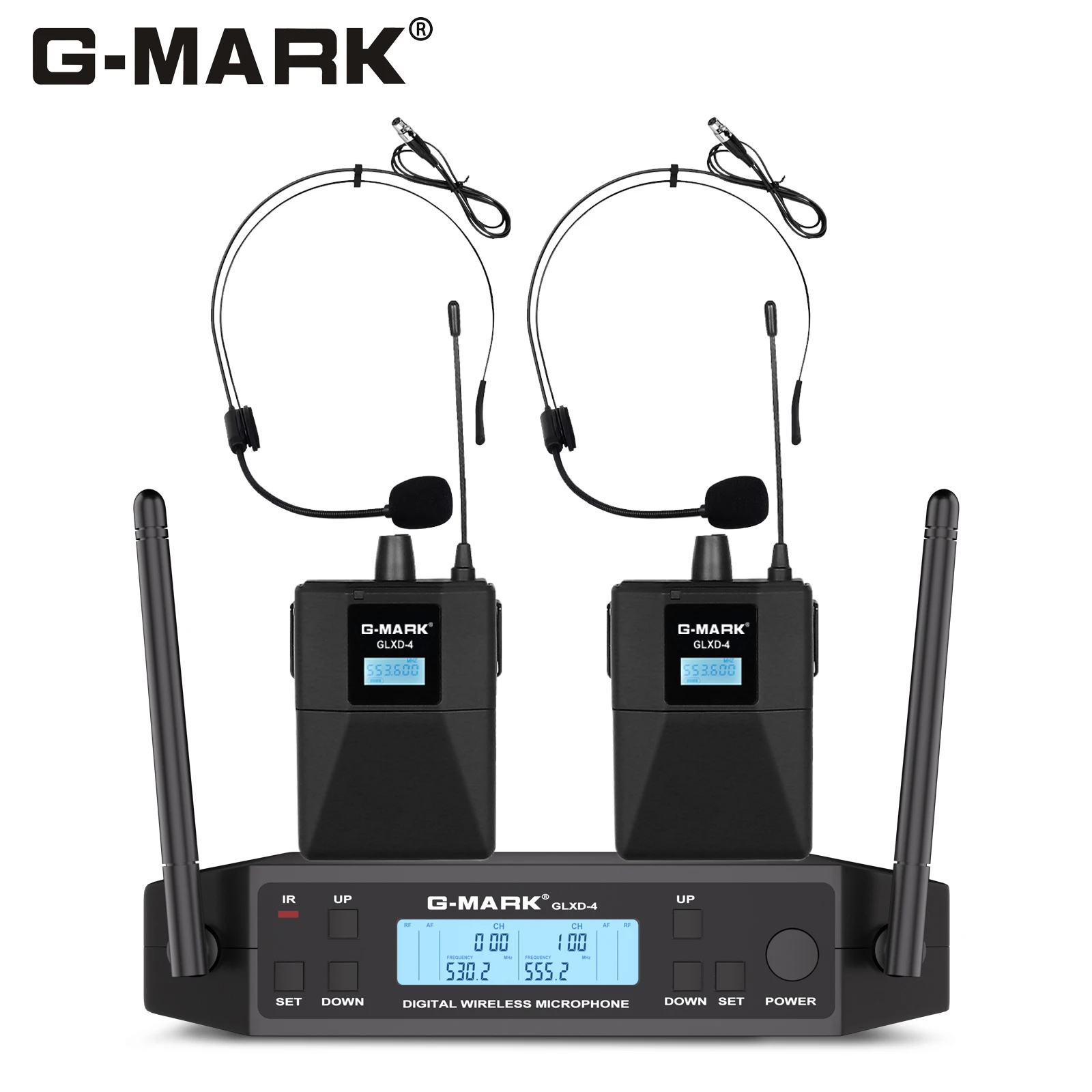 Wireless Lavalier Microphone G-MARK GLXD4 UHF Professional Headset Clip Mic Bodypack Frequency Adjustable 50M For Party Show