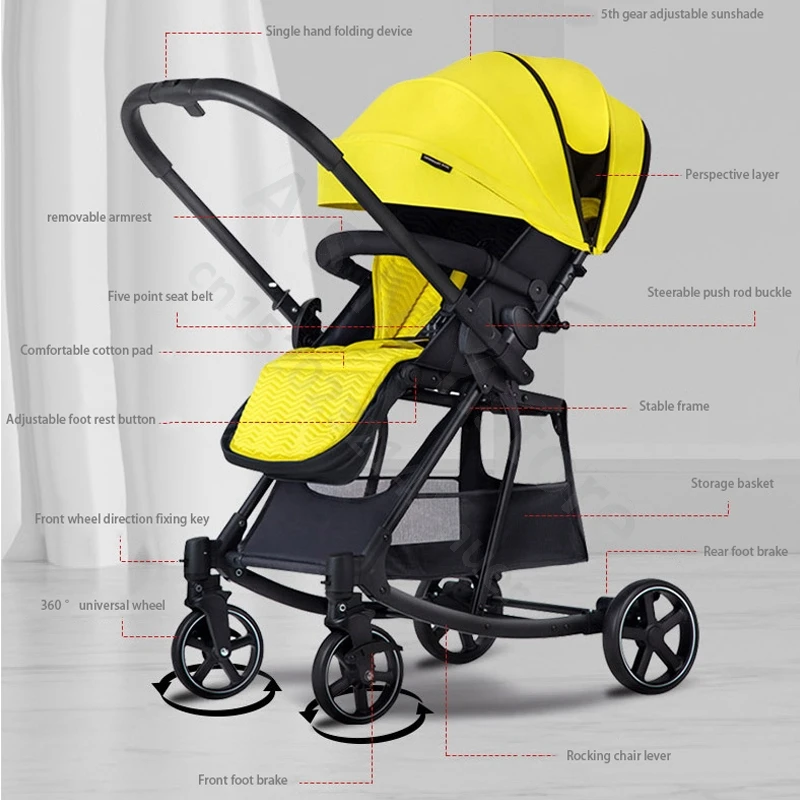 Baby stroller / can sit and lie down two-way lightweight stroller can be folded / shopping cart 0-3 years old baby