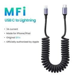 Premium UGREEN USB - C to Lightning Spring Cable - 1.2m Braided Fast Charging Data Cord - 1.2m (USB C to Lightning)