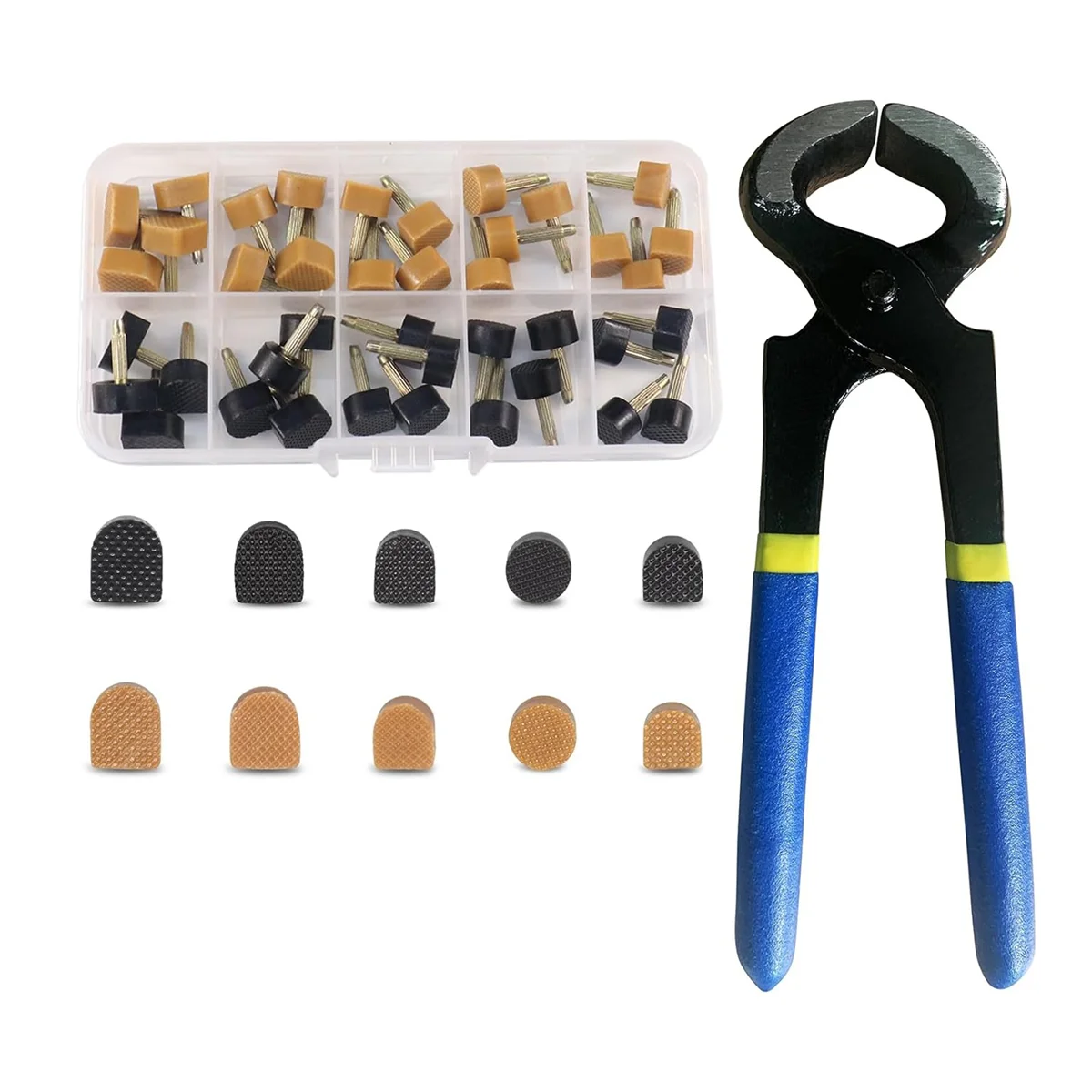 High Heel Replacement Tips Shoe Heel Repair 40 Pairs of Caps in 2 Colors with Removal Pliers Round and U Shape