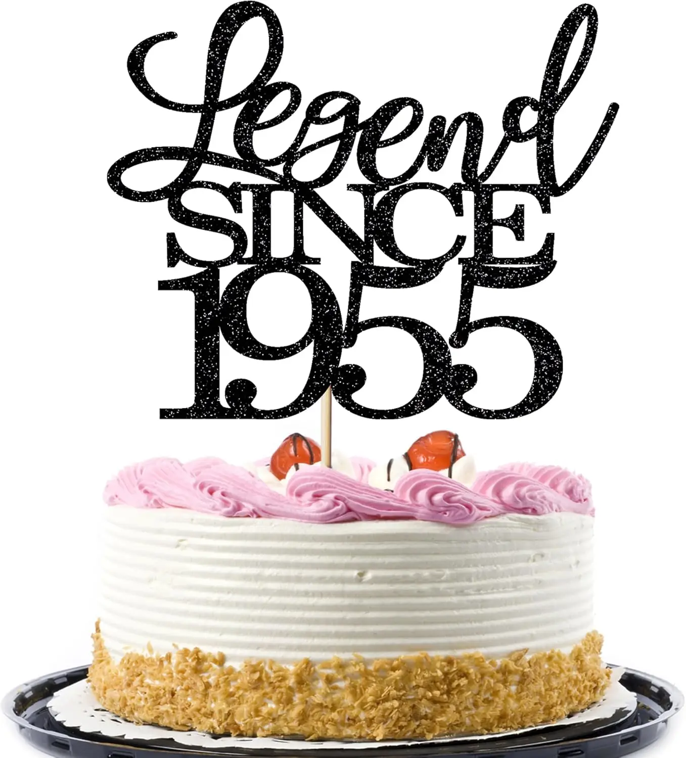 1 decorazione per torta 30° compleanno nero oro glitter 30