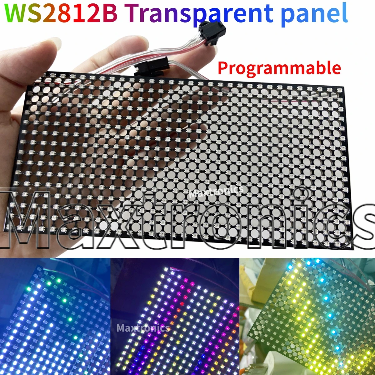 6 사이즈 8x32 8x48 16x32 P5/P6.25 프로그래밍 가능 LED 투명 스크린 256/512픽셀 RGB 디지털 DC5V WS2812 모듈 (LED 간판용)