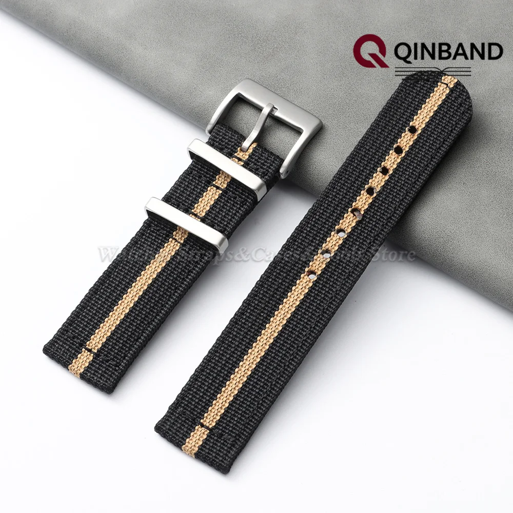 Ribbed Nylon Canvas Watch Strap - Sporty Military Style Universal Bracelet