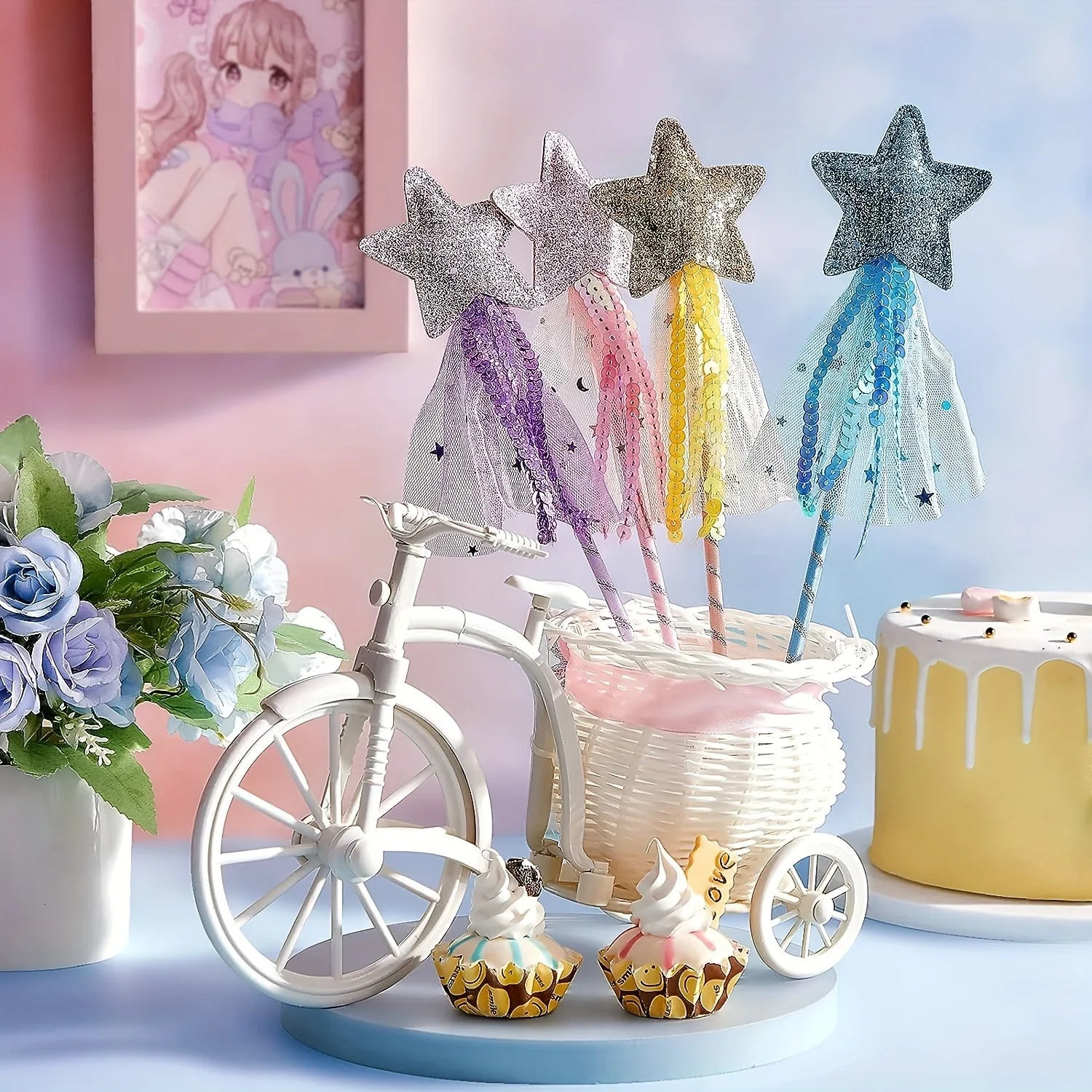 Bacchetta Magica Principessa Con Stella Glitter - Per Bambine, 28 Cm, Per Feste E Costumi - Foto 14