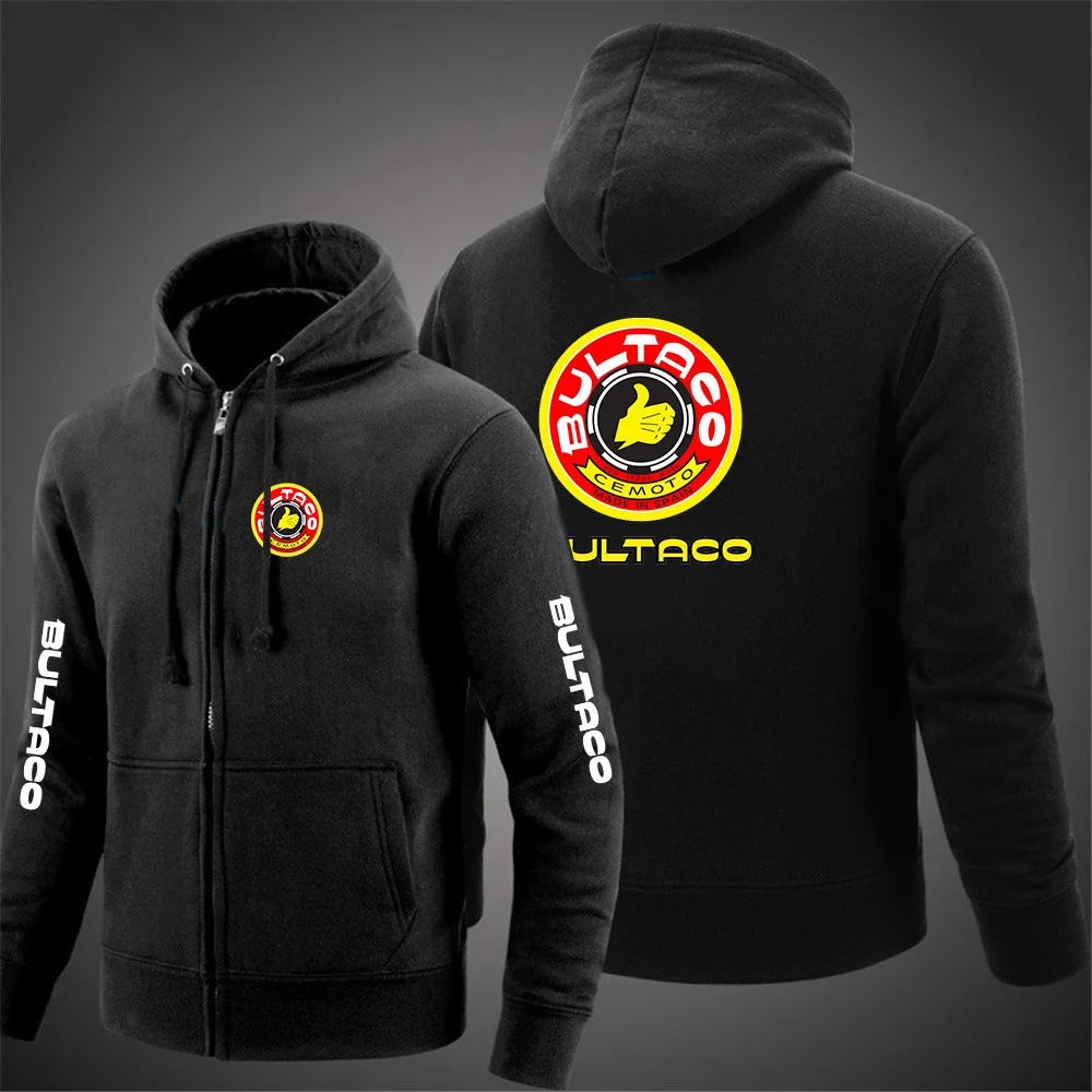 

2023 New Men's Printing Bultaco Cemoto Motorcycles Fashion Spring Autumn Hoodies Zipper Jackets Fleece Tracksuits Leisure Coat