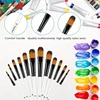 12pcs Filbert Artist Brushes with Nylon Tips - Wood Handle Professional Paintbrush Set for Acrylic, Watercolor, Gouache Painting 3