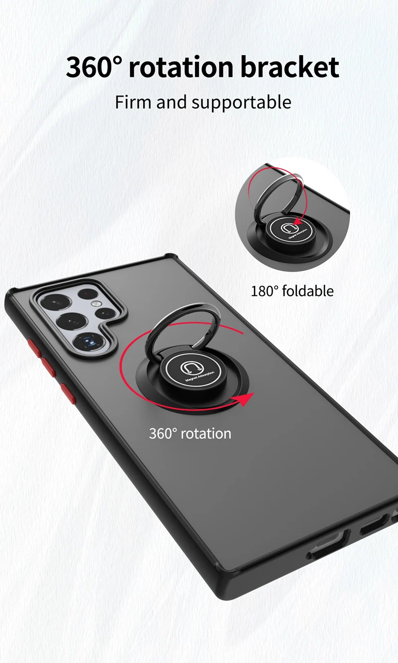 KEYSION mat etui til Samsung S22 Ultra 5G S22+ S20 Plus S10 S9 Transparent ringstander Stødsikkert telefoncover til Galax_voghion.com