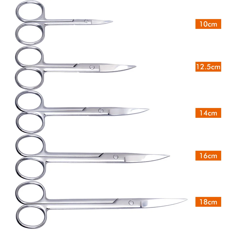 Animal Veterinary Vet Medical Stainless Steel Surgical Scissors Straight curved Tip Haircut Scissors 10cm/12.5cm/14cm/16cm/18cm animal surgical scissors