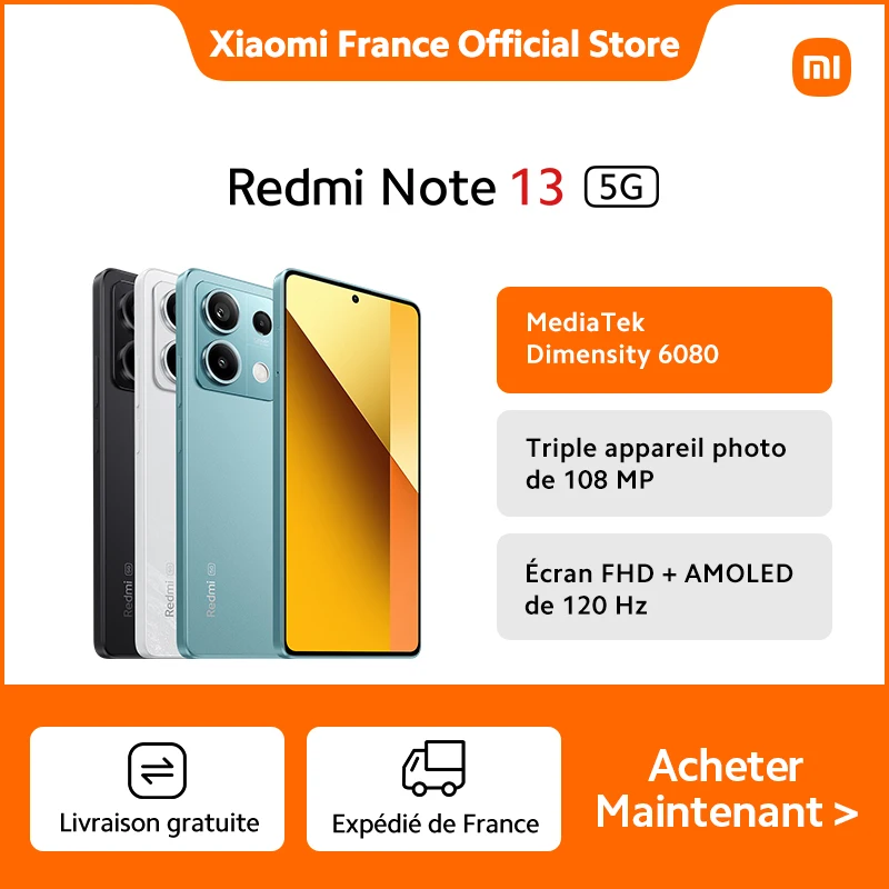 [Officiel] Redmi Note 13 5G, MediaTek Dimensity 6080, Triple appareil photo de 108 MP, Écran FHD + AMOLED de 120 Hz