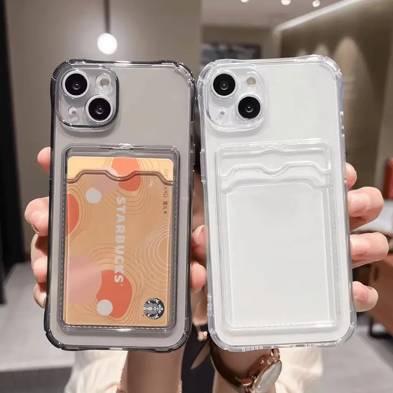 Sleek Transparent Card Holder Phone Case with Shockproof Protection