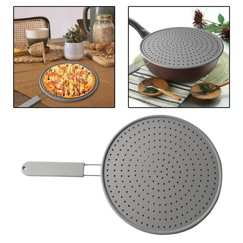 

Silicone Kitchen Splatter Screen with Handle Heat-resisting Oil Splash Guard Drain Board Cover Kitchen Frying Pan Cooking Tools