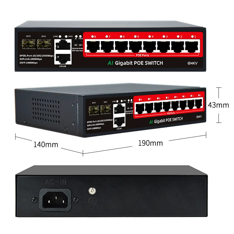 Steamemo-switch Gigabit Ethernet Portas 48v Potência Integrada 120w Rede para Câmera ip ap sem Fio - Imagem 2
