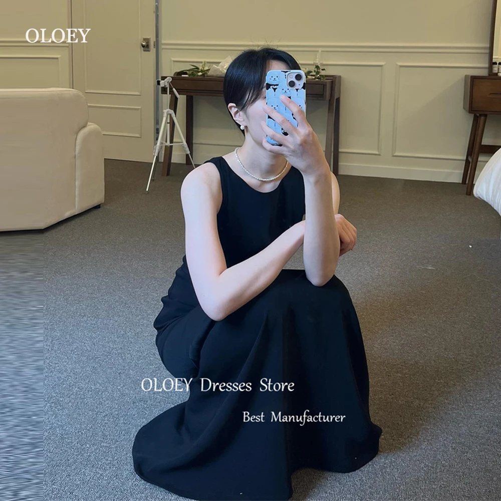 

OLOEY Simple Black Mermaid Evening Dresses korea Wedding Photoshoot Sleeveless Floor Length Formal Party Dress Long