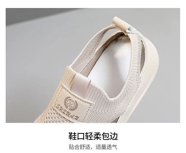 Damen Sommer Weiße Schuhe Koreanischer Stil Ins Mode Atmungsaktive Strick-Freizeitschuhe – Detail 8