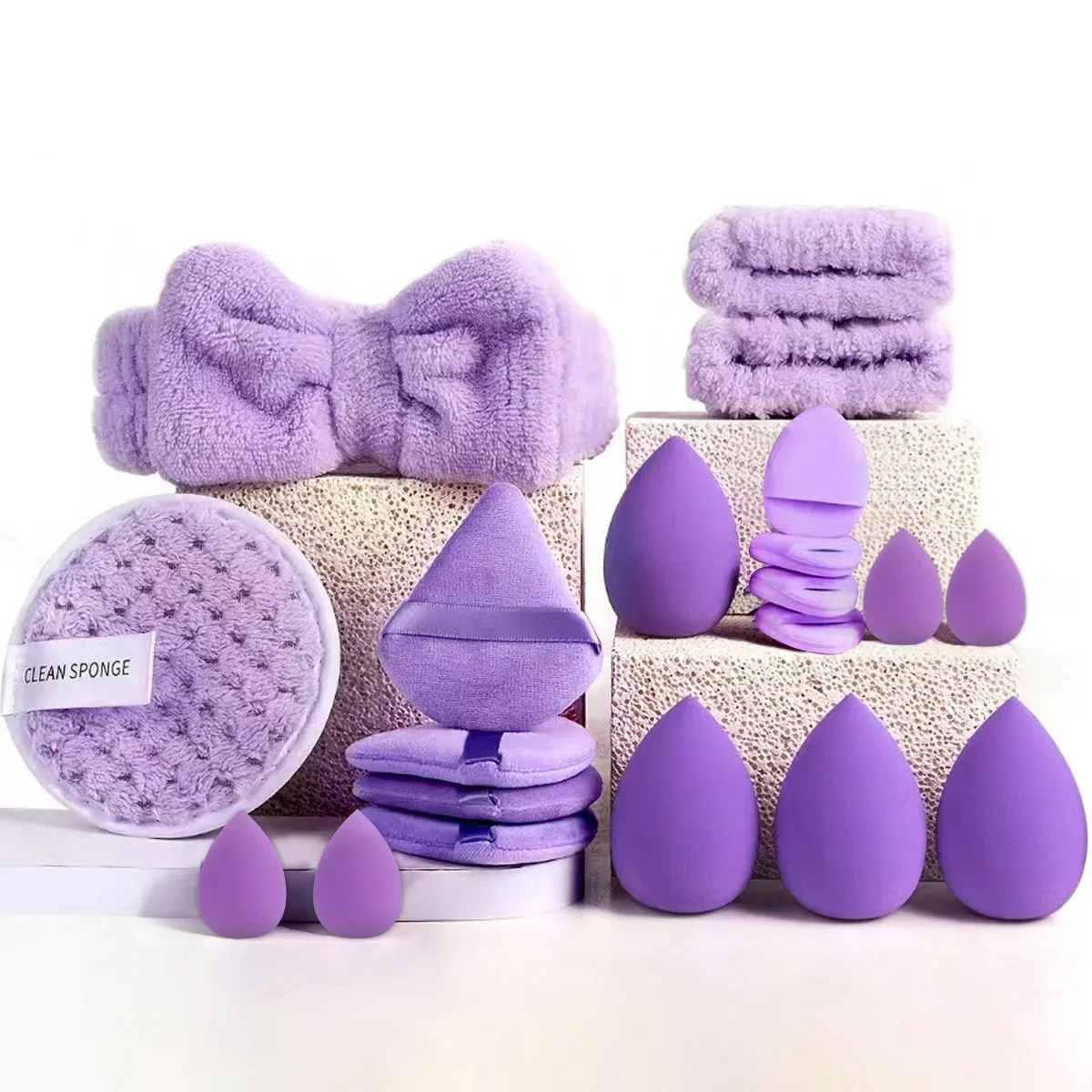 Description Picture 5 of item33pcs beauty set makeup kit large and small beauty sponges for flawless makeup application and removal of makeup full set