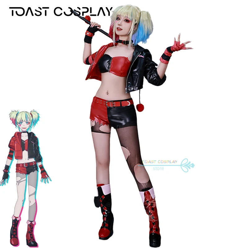 Suicide Squad Isekai 2024 Harley Quinn Women Black And Red Full Set Outfit Cosplay Costume