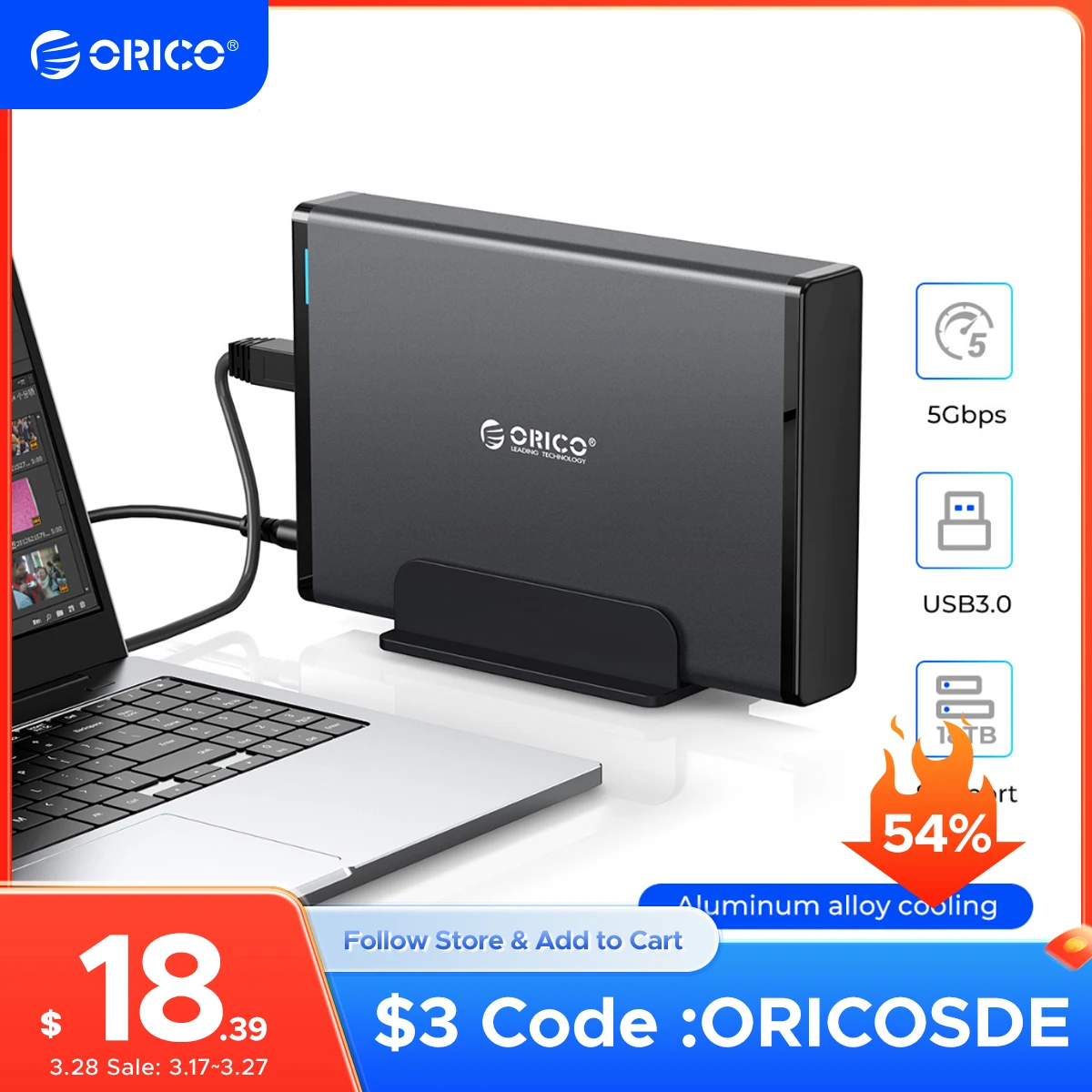 ORICO 3.5 ''obudowa HDD SATA na USB 3.0 za $17.62 / ~70zł ORICO 3.5 ''obudowa HDD SATA na USB 3.0 za $17.62 / ~70zł
