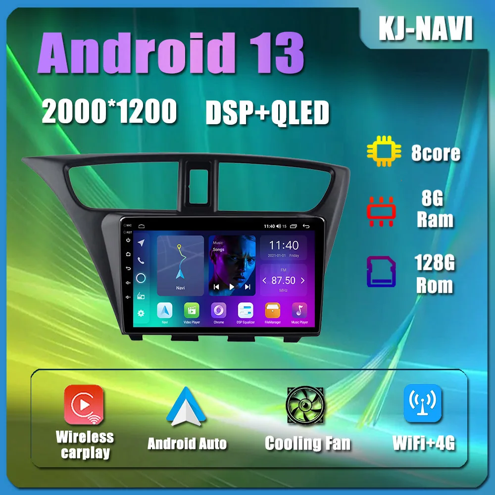 Autoradio Android 9 Pour Honda Civic 9 FK (2012-2017) - Écran Tactile, GPS, Apple CarPlay & Android Auto