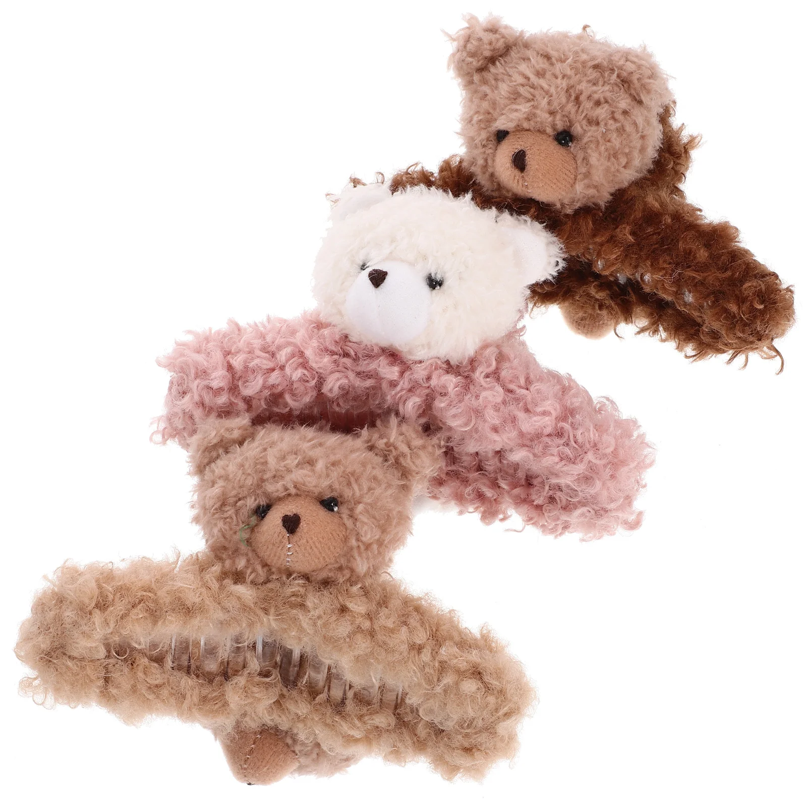 

Large Hair Claw Clips 3Pcs Cute Fluffy Plush Bear Hair Catch Barrette Jaw Clamp Women Girls Thick Thin Hair Stylish Curly