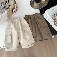 2025 Autumn New Baby Boys Cargo Pants Solid Infant Loose Trousers Girls Large Pocket Casual Straight Pants Children Clothes 1