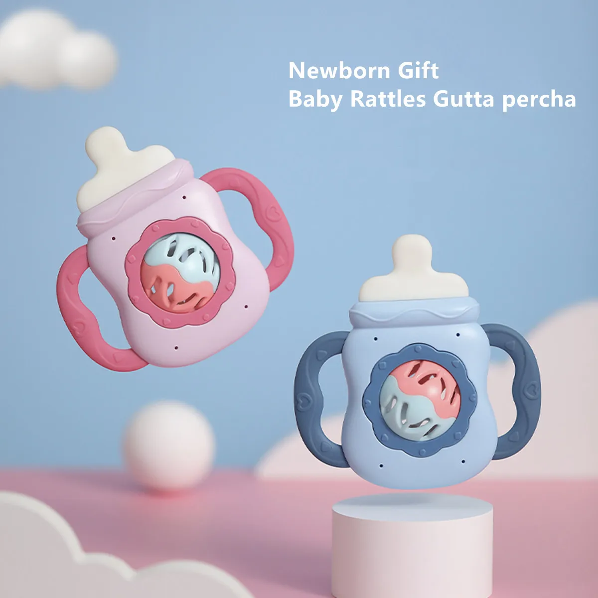 Baby Rattle Toy Milk Nursing Bottle Shaped Hand Bell Can Be Grabbed And ...