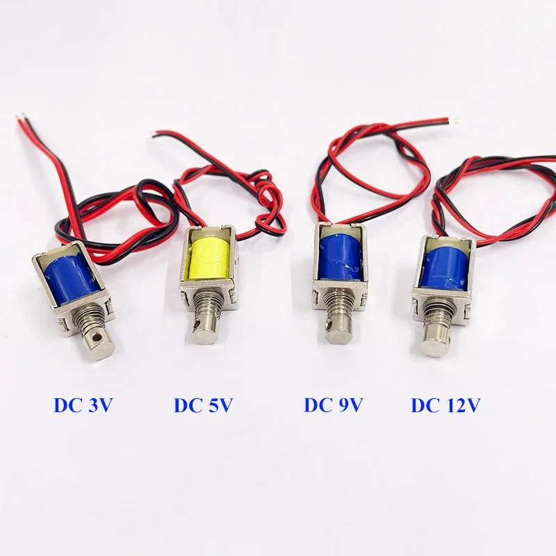 DC 3V/ 6V/ 9V/ 12V 8 มม.* 10 มม.Tiny Push-Pull Square Solenoid ผ่านประเภทแม่เหล็กไฟฟ้า 4 มม. 1