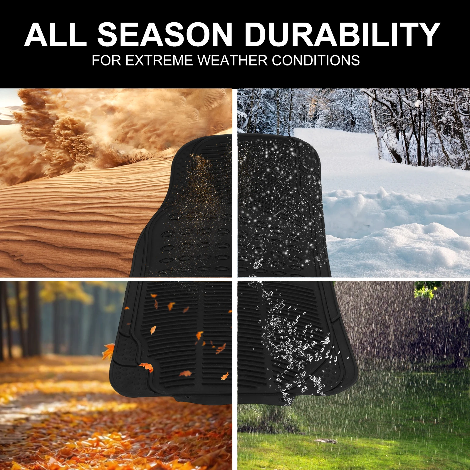 3 Pieces Deep Waterproof Car Mats All Weather Rubber Car Floor Mats Waterproof All Weather Car Mats for Cars Truck SUV