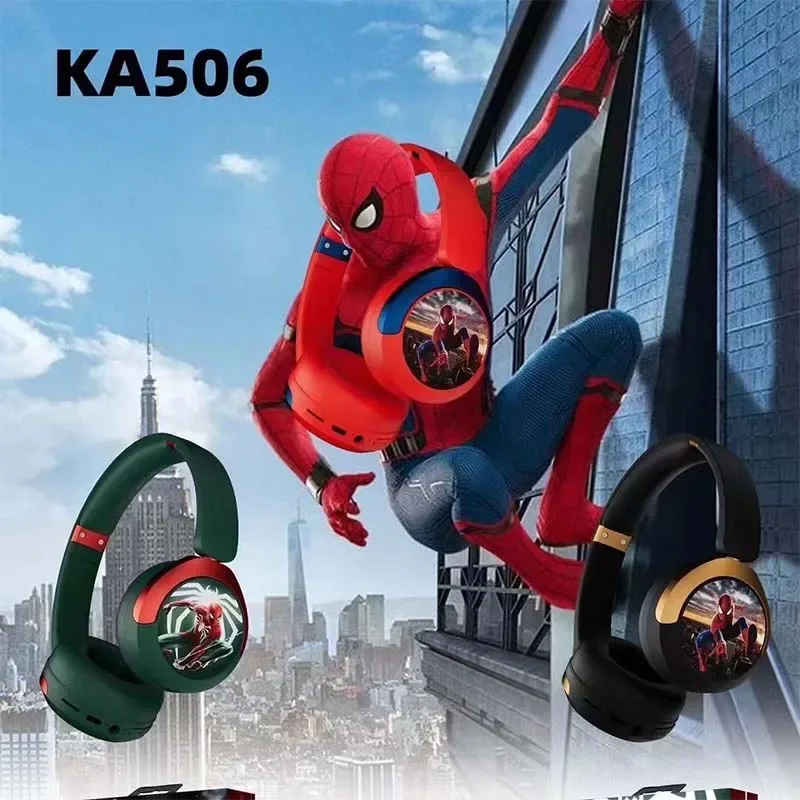 Disney Headphones Stereo Sound Foldable Earphones Wireless Bluetooth Headsets Laptop for Spider Man Kids Anime Cartoon KA506