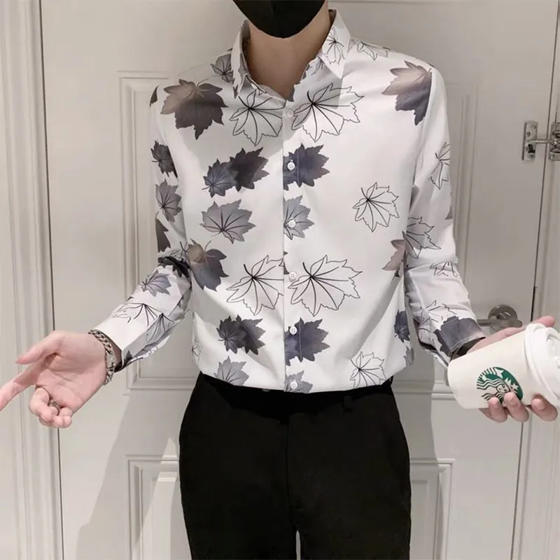 

Spring Autumn KPOP Fashion Style Harajuku Slim Fit Ropa Hombre Loose Casual Korean Style Undershirt Printed Long Sleeve Blusa