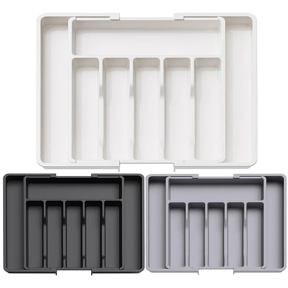 Upgradation Adjustable Flatware Tableware Organizer Dividers Utensil Holder Plastic Storage Tray Spoons Forks Knives flatware organizer