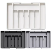 Upgradation Adjustable Flatware Tableware Organizer with Dividers Utensil Holder Plastic Storage Tray for Spoons Forks Knives 1