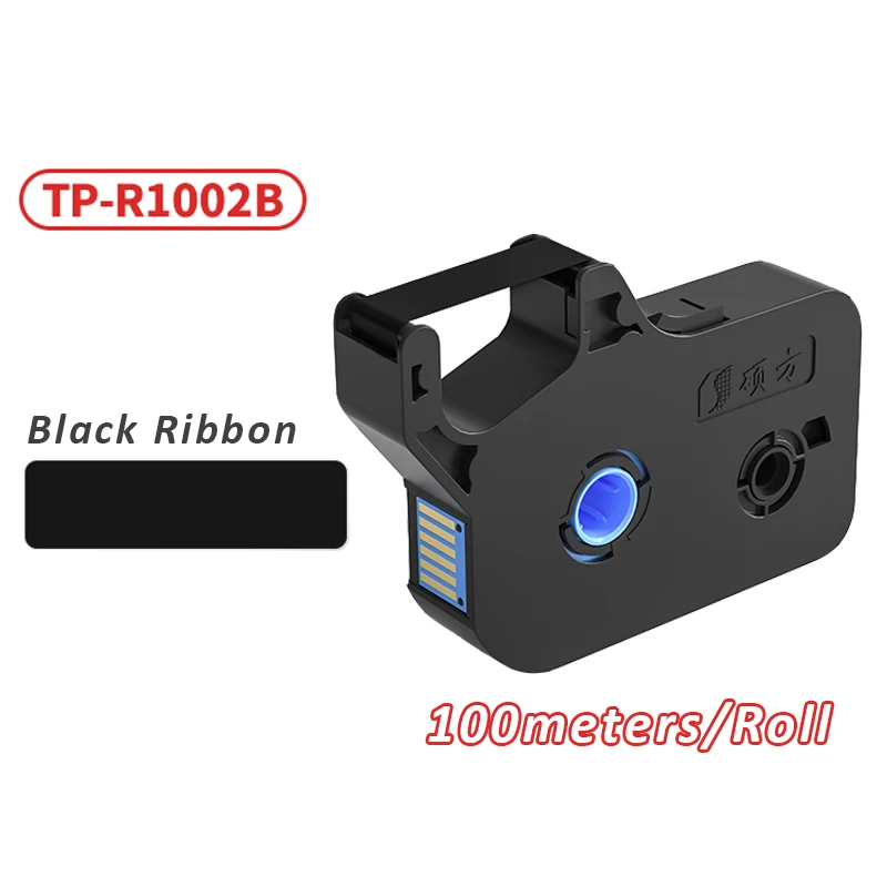 TP-R1002B Supvan PVC 슬리브 열 수축 튜브 테이프, TP70 TP76i TP80 TP86 용 블랙 리본, 1 개