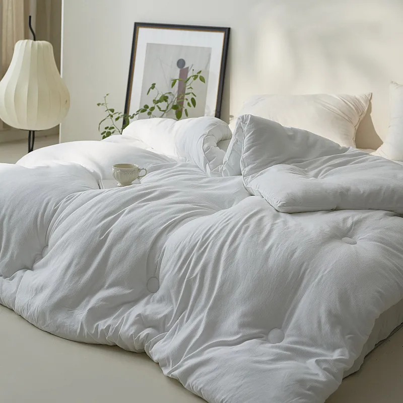 Solid Color Lightweight Quilted Cotton Comforters Twin Single Queen King Size Comfortable Soft Breathable All Season Duvet bed comforter